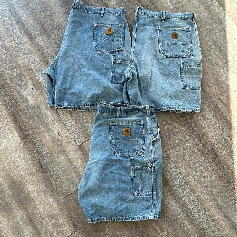 Carhartt B28 DST Men's Blue Denim Carpenter Shorts Size 48 Workwear Lot Of 3